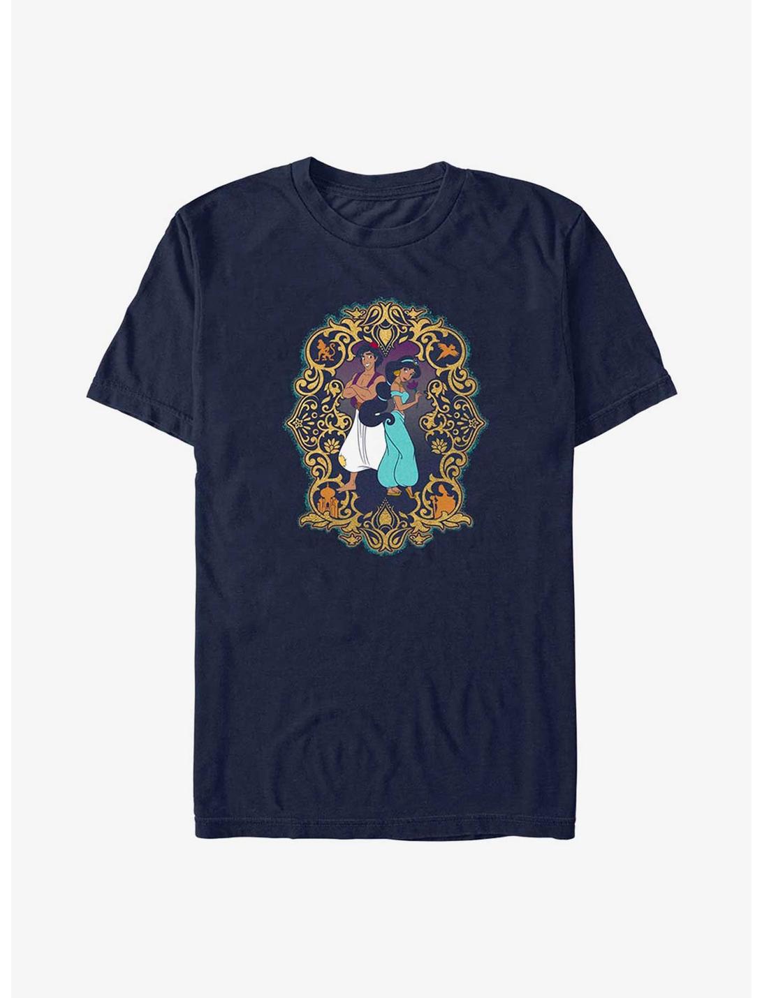 Disney Aladdin 30th Anniversary Aladdin & Jasmine Frame T-Shirt, NAVY, hi-res