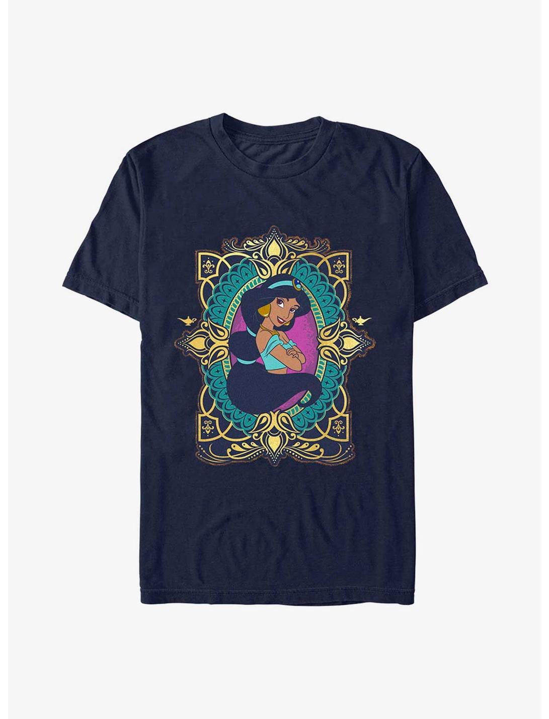 Disney Aladdin 30th Anniversary Jasmine Badge T-Shirt, NAVY, hi-res