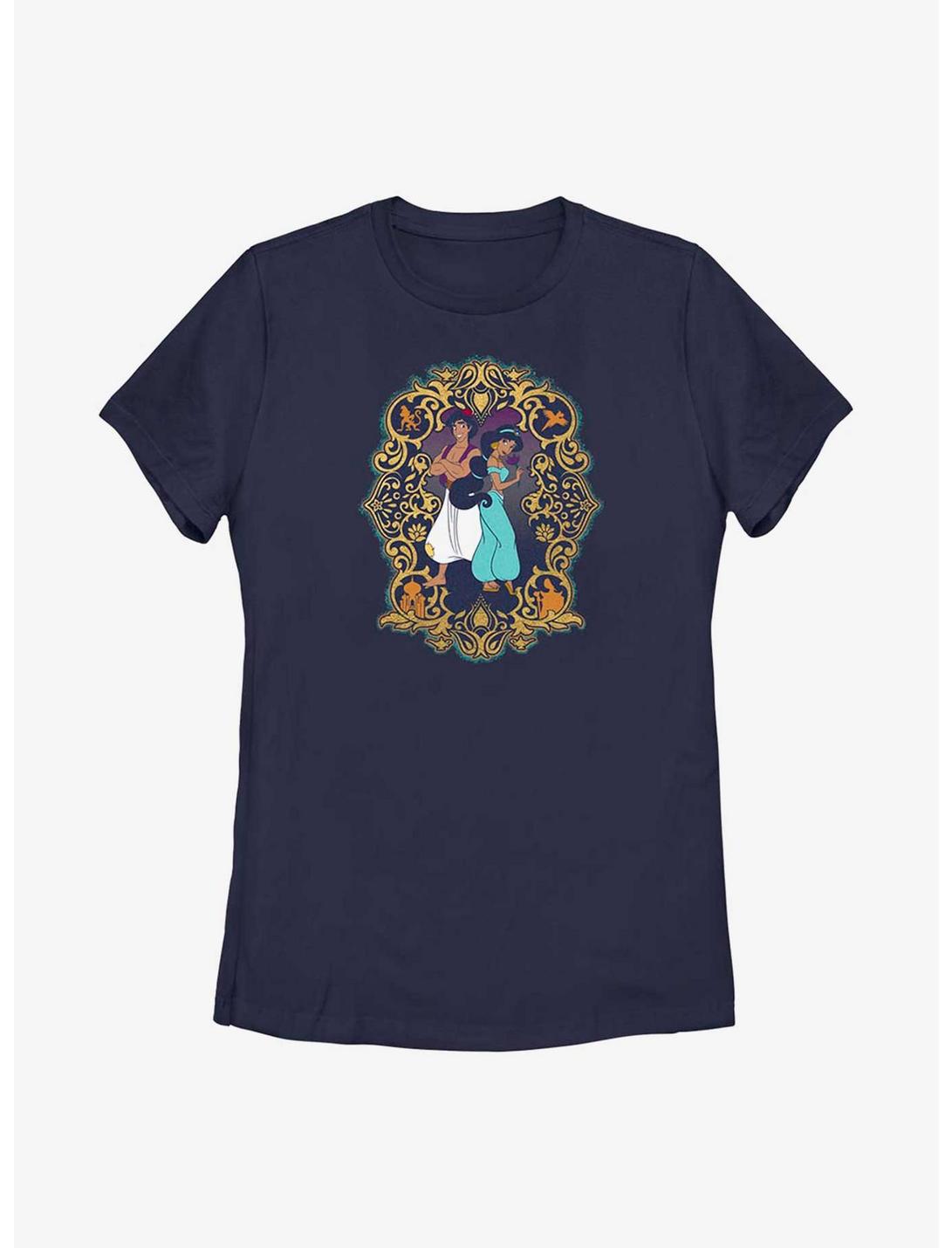 Disney Aladdin 30th Anniversary Aladdin & Jasmine Frame Womens T-Shirt, NAVY, hi-res