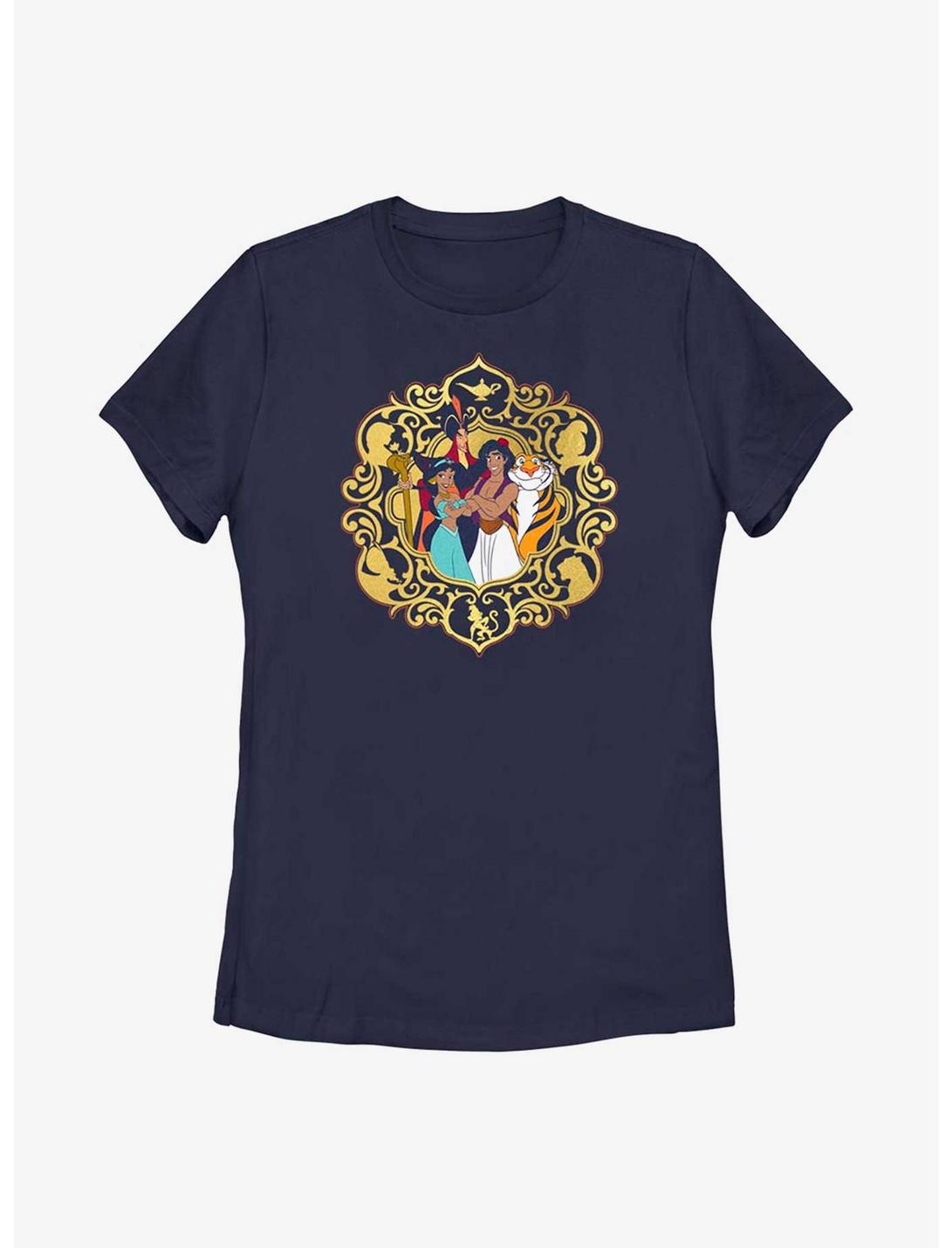 Disney Aladdin 30th Anniversary Group Together Framed Womens T-Shirt, NAVY, hi-res