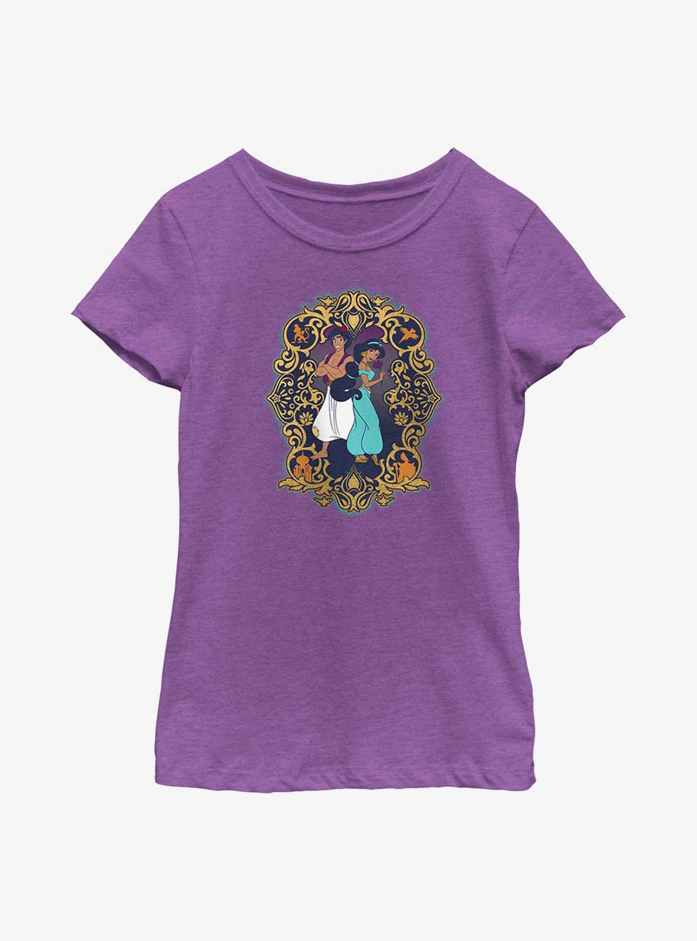 Disney Aladdin 30th Anniversary Aladdin & Jasmine Frame Youth Girls T-Shirt, , hi-res
