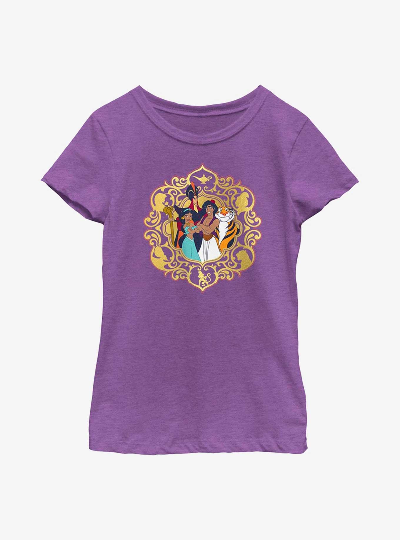 Disney Aladdin 30th Anniversary Group Together Framed Youth Girls T-Shirt, , hi-res