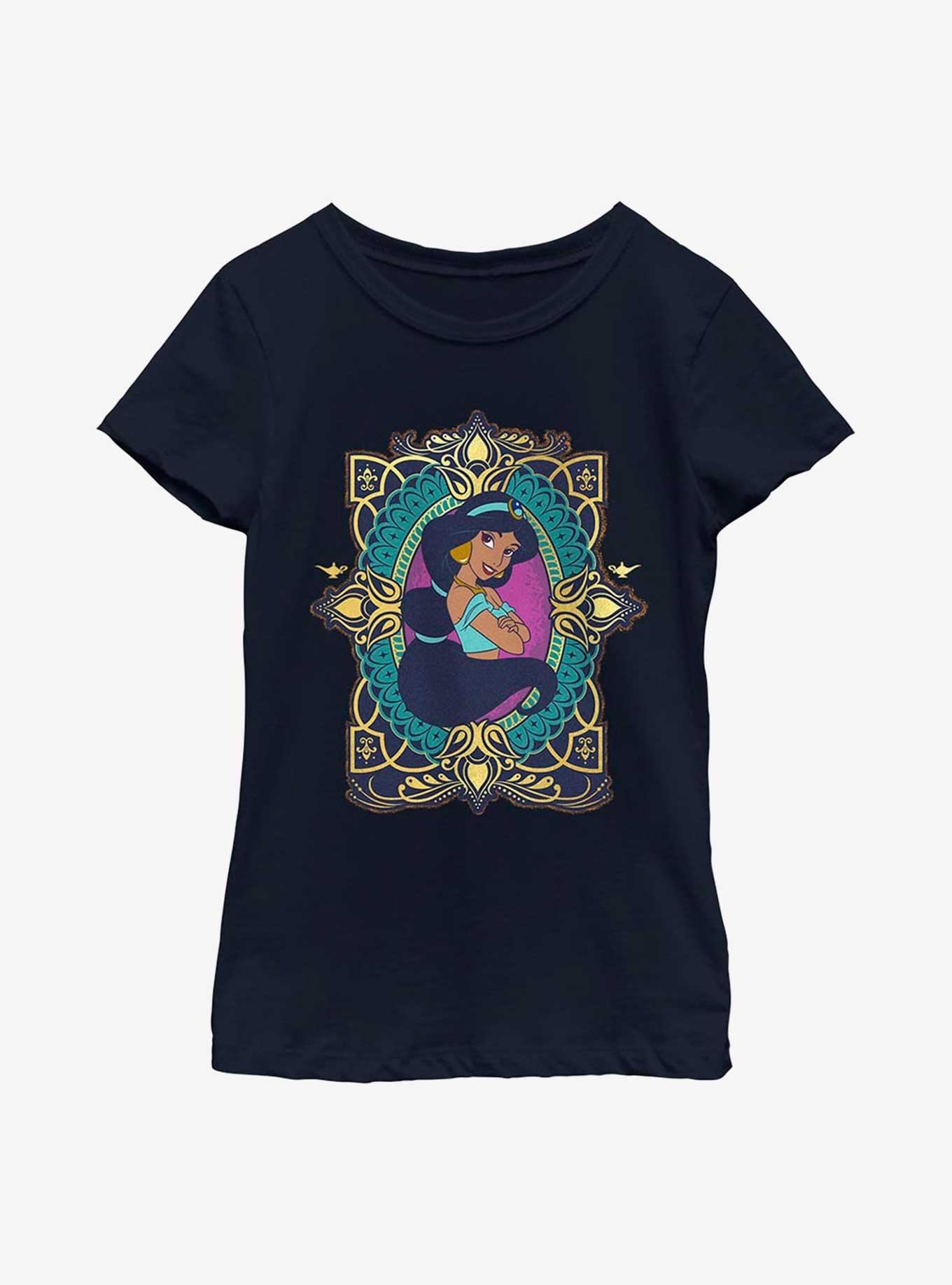 Disney Aladdin 30th Anniversary Jasmine Badge Youth Girls T-Shirt, , hi-res