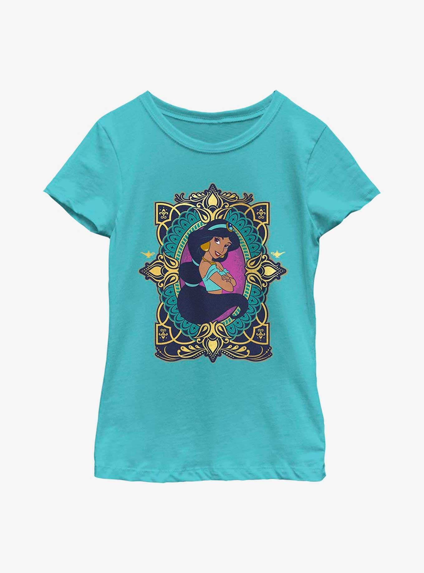 Disney Aladdin 30th Anniversary Jasmine Badge Youth Girls T-Shirt, , hi-res