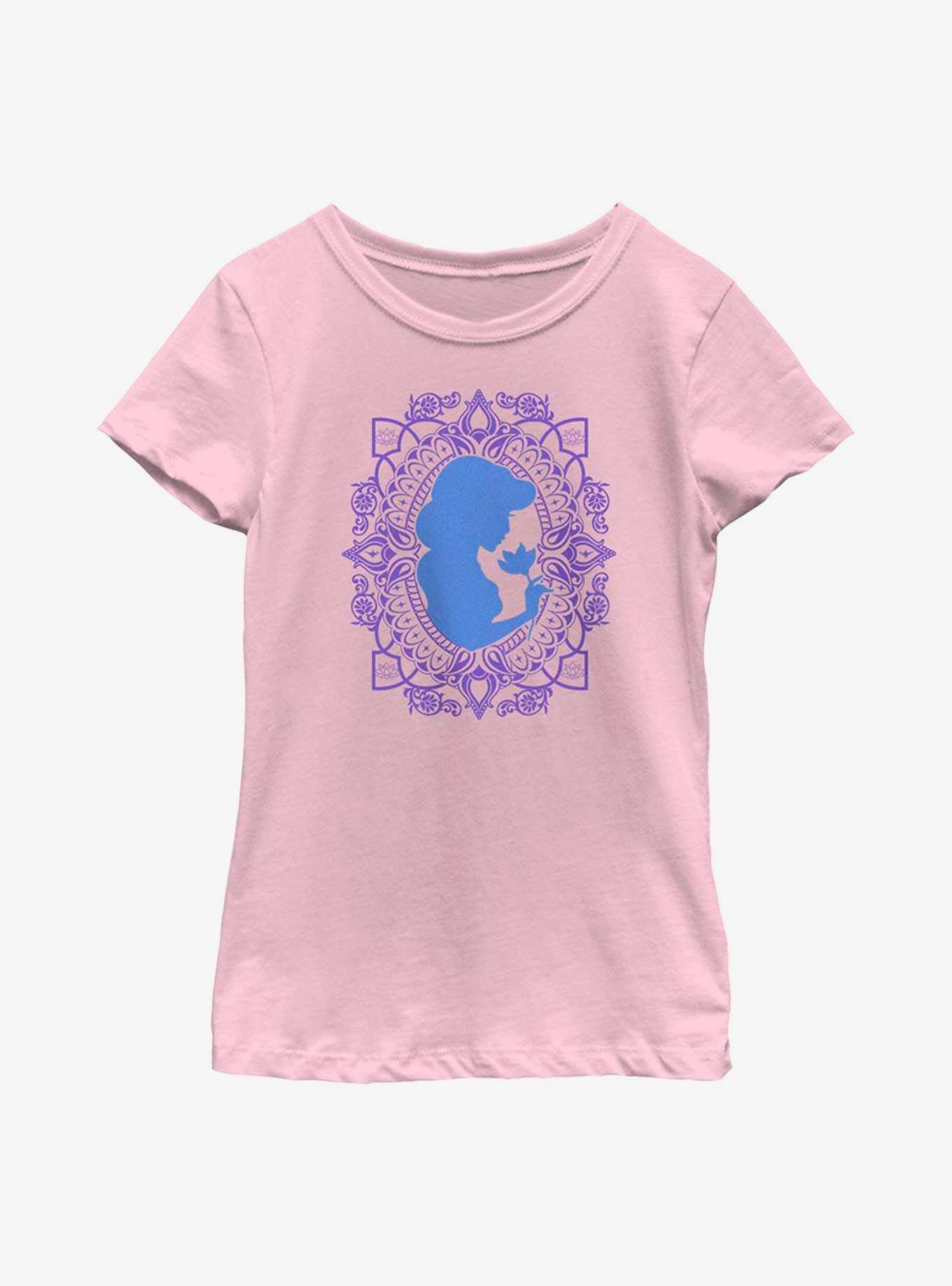 Disney Aladdin 30th Anniversary Jasmine Flower Frame Silhouette Youth Girls T-Shirt, , hi-res