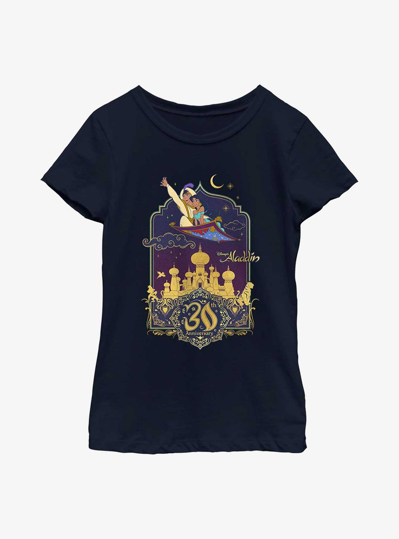 Disney Aladdin 30th Anniversary Aladdin & Jasmine Flying Carpet Youth Girls T-Shirt, , hi-res