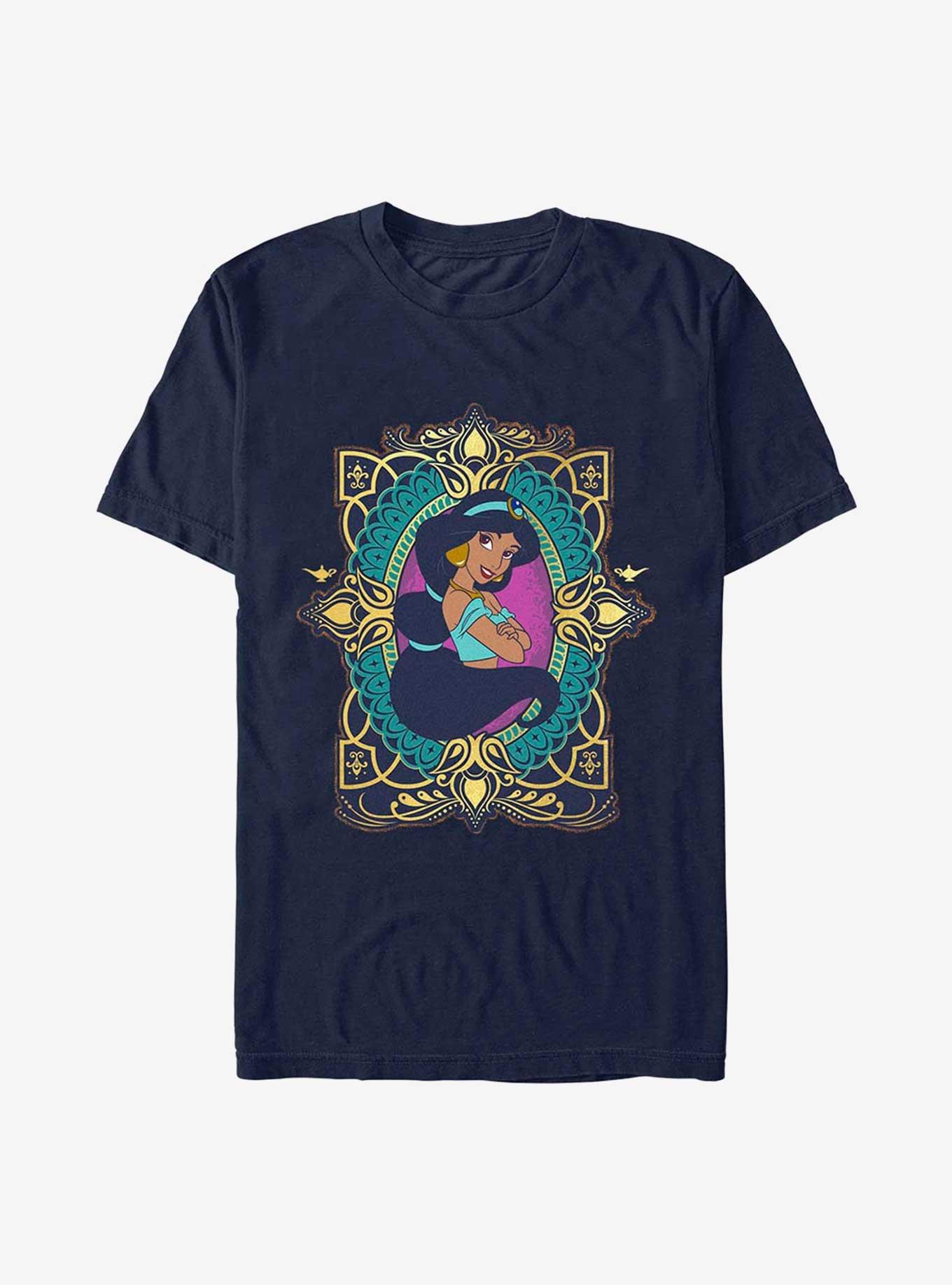 Disney Aladdin 30th Anniversary Jasmine Badge T-Shirt, NAVY, hi-res