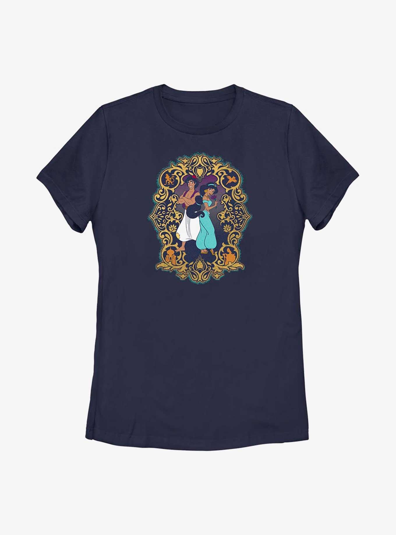 Disney Aladdin 30th Anniversary Aladdin & Jasmine Frame Womens T-Shirt, NAVY, hi-res