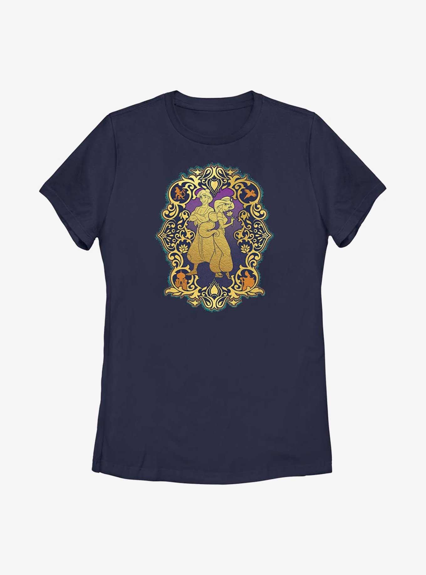 Disney Aladdin 30th Anniversary Aladdin & Jasmine Frame Womens T-Shirt, NAVY, hi-res