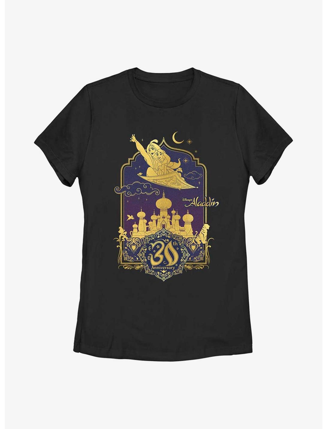 Disney Aladdin 30th Anniversary Aladdin & Jasmine Flying Carpet Womens T-Shirt, BLACK, hi-res