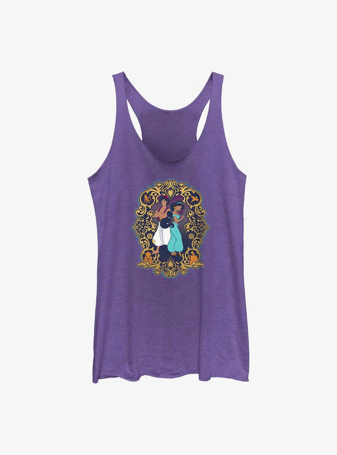 Disney Aladdin 30th Anniversary Aladdin & Jasmine Frame Womens Tank Top, PUR HTR, hi-res