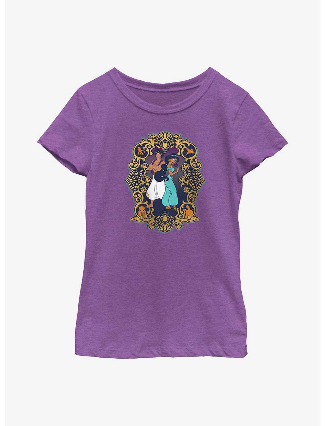 Disney Aladdin 30th Anniversary Aladdin & Jasmine Frame Youth Girls T-Shirt, PURPLE BERRY, hi-res