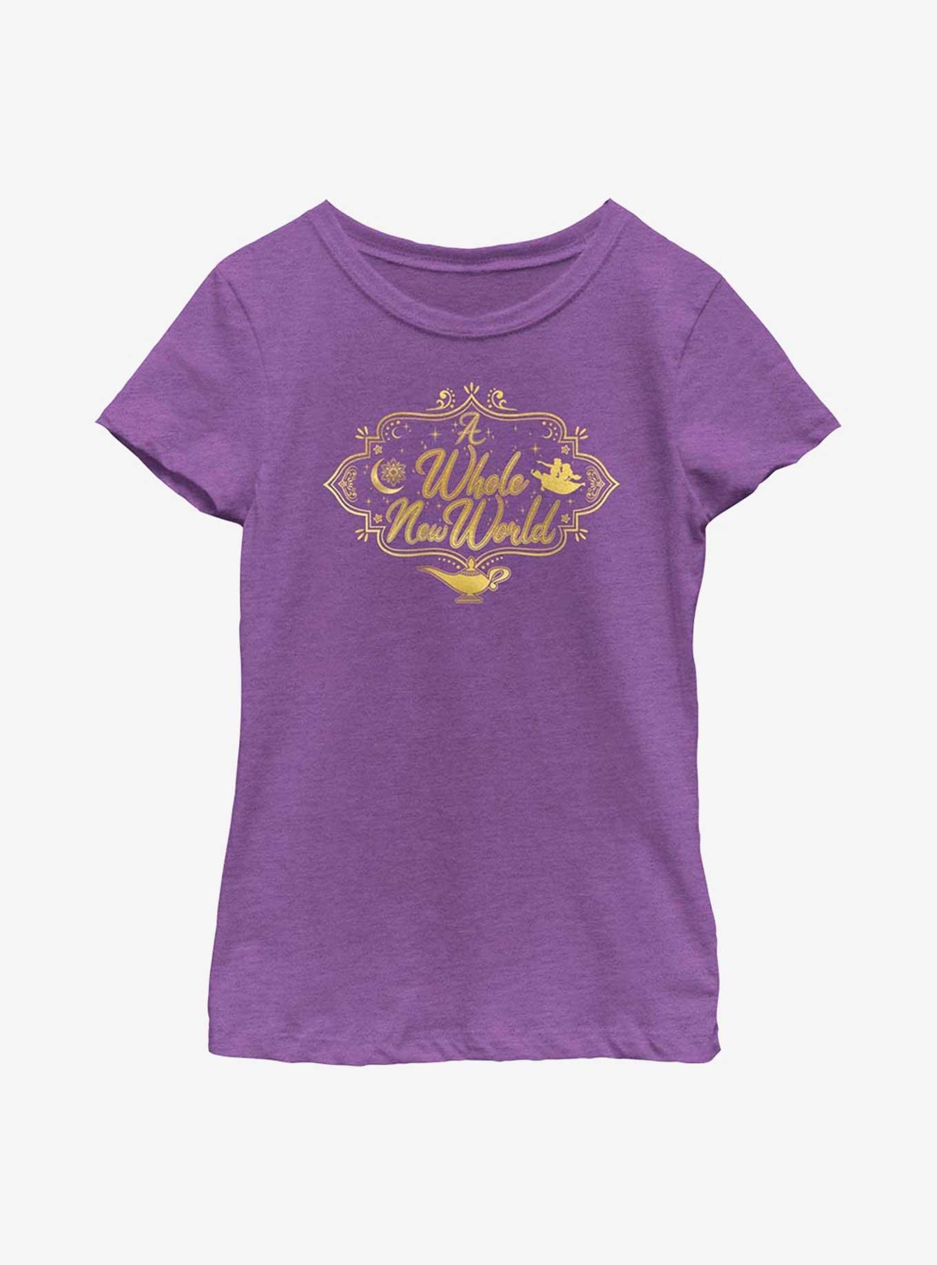 Disney Aladdin 30th Anniversary A Whole New World Youth Girls T-Shirt, PURPLE BERRY, hi-res view 1