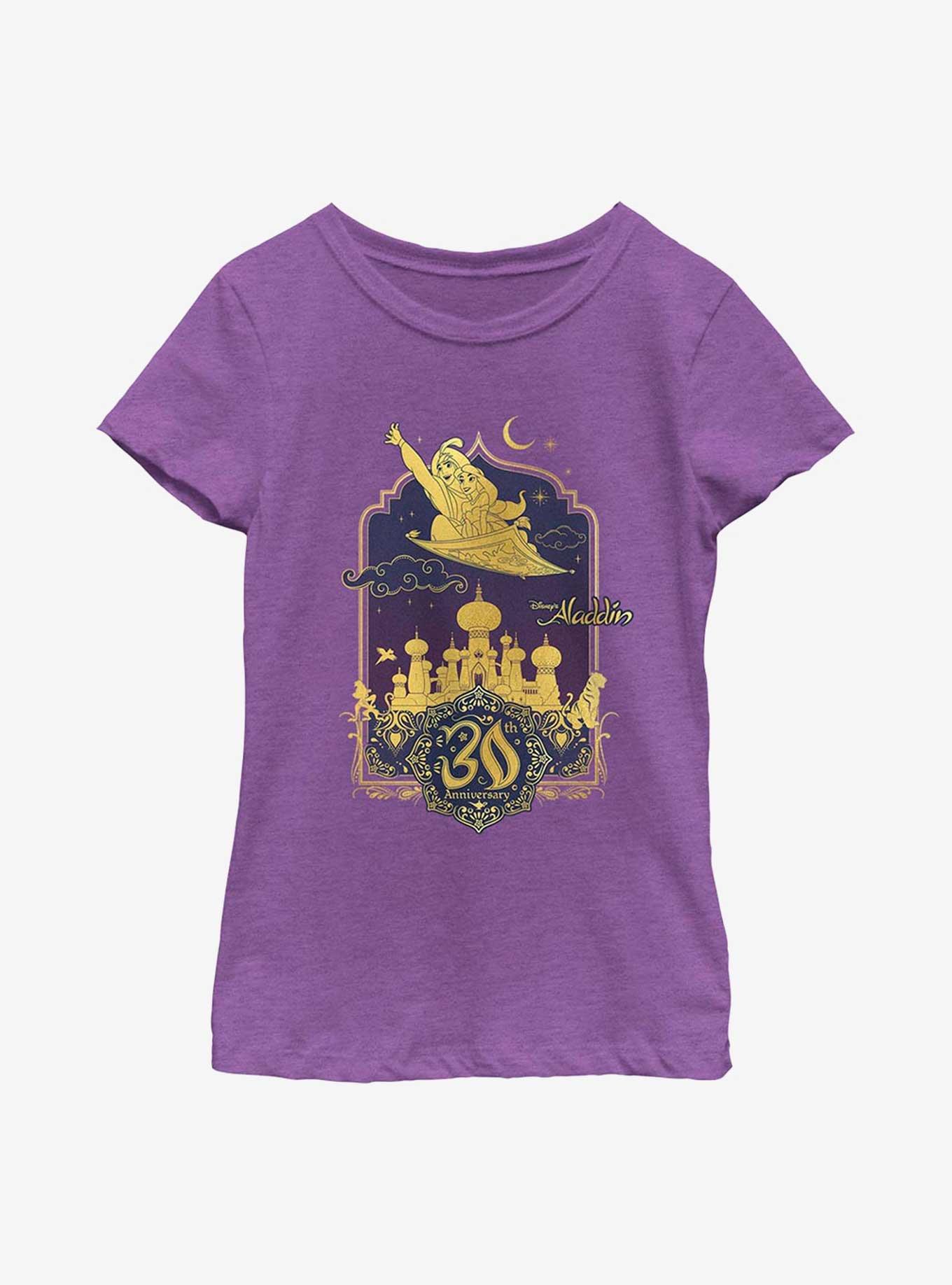 Disney Aladdin 30th Anniversary Aladdin & Jasmine Flying Carpet Youth Girls T-Shirt, , hi-res