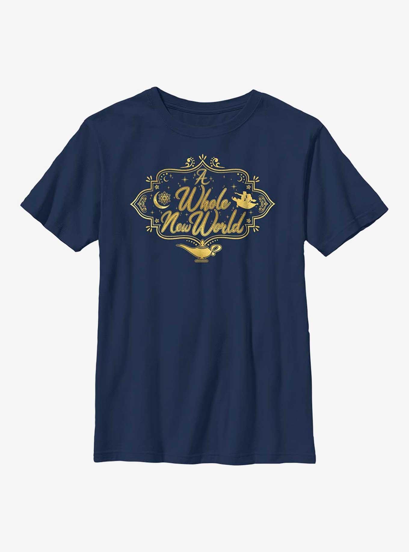 Disney Aladdin 30th Anniversary A Whole New World Youth T-Shirt, NAVY, hi-res view 1