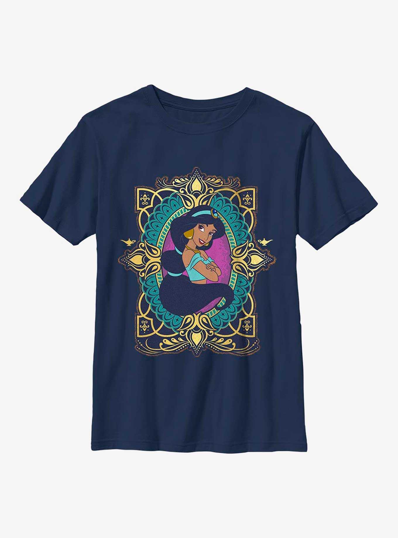 Disney Aladdin 30th Anniversary Jasmine Badge Youth T-Shirt, , hi-res