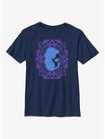 Disney Aladdin 30th Anniversary Jasmine Flower Frame Silhouette Youth T-Shirt, NAVY, hi-res