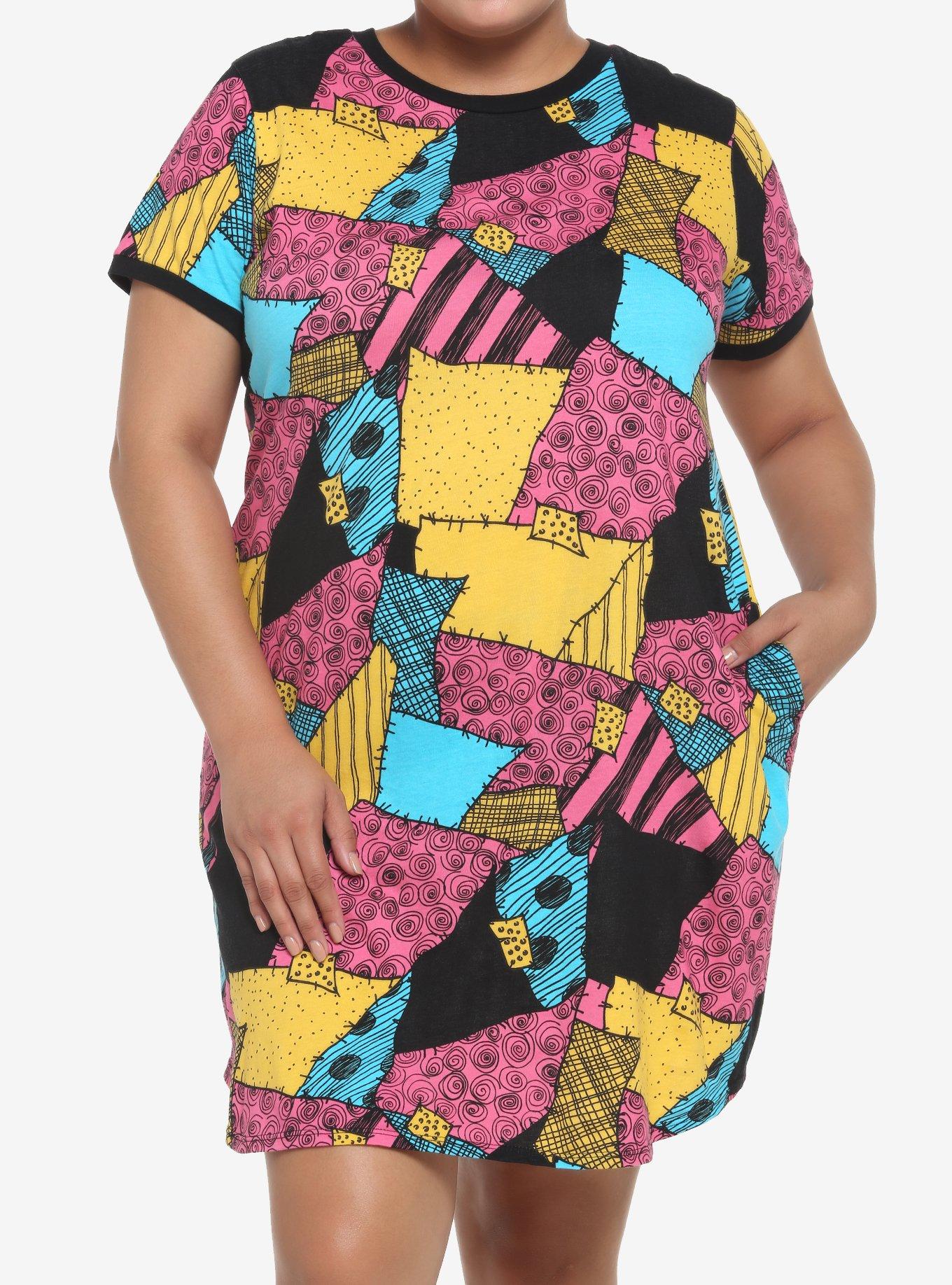 The Nightmare Before Christmas Sally T-Shirt Dress Plus Size, MULTI, hi-res