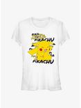 Pokemon Pikachu Cracks A Joke Girls T-Shirt, WHITE, hi-res