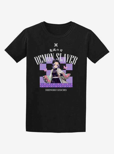 Demon Slayer: Kimetsu No Yaiba Shinobu Checkered Boyfriend Fit Girls T ...
