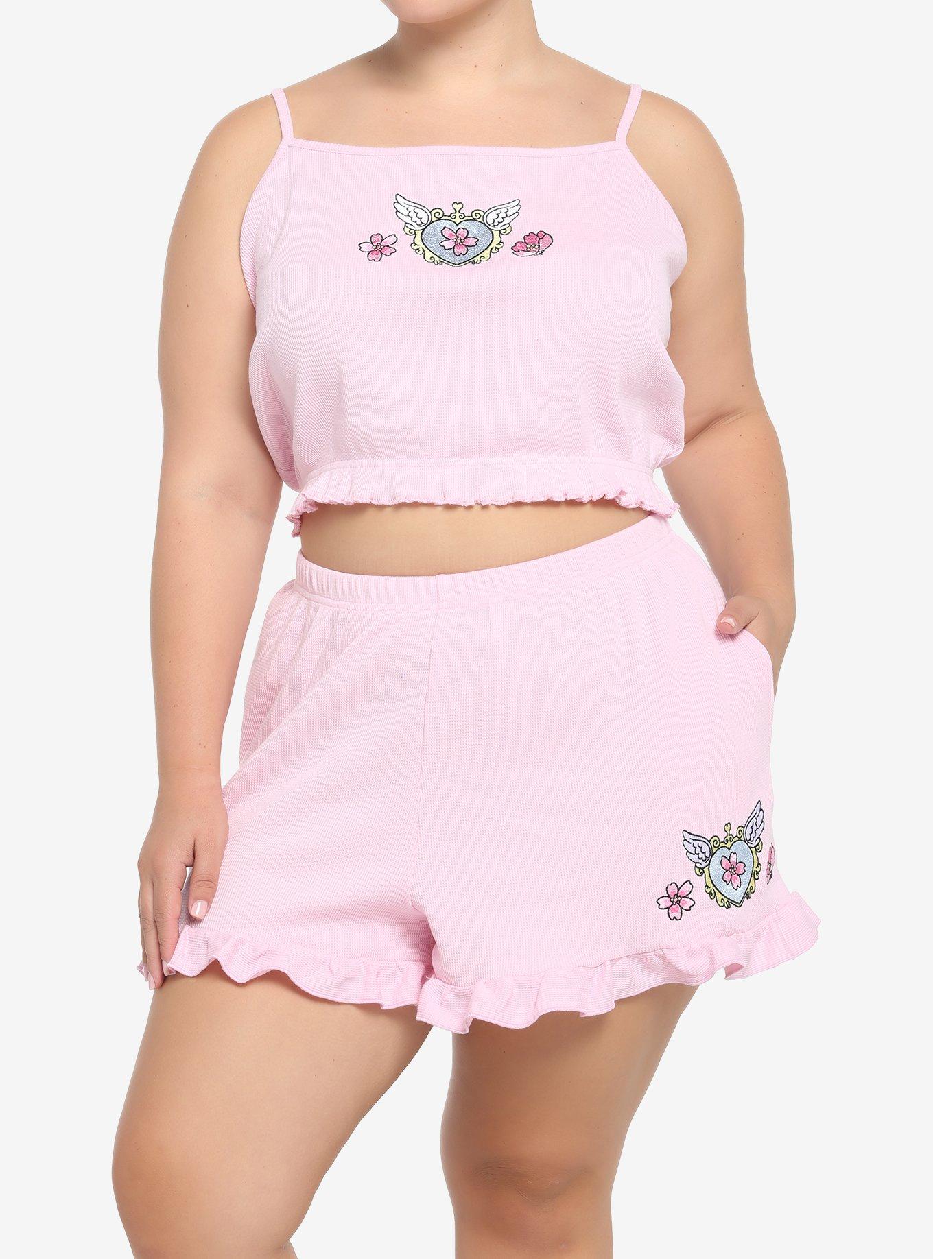 Kawaii Winged Heart Sakura Girls Lounge Set Plus Size, PINK, hi-res