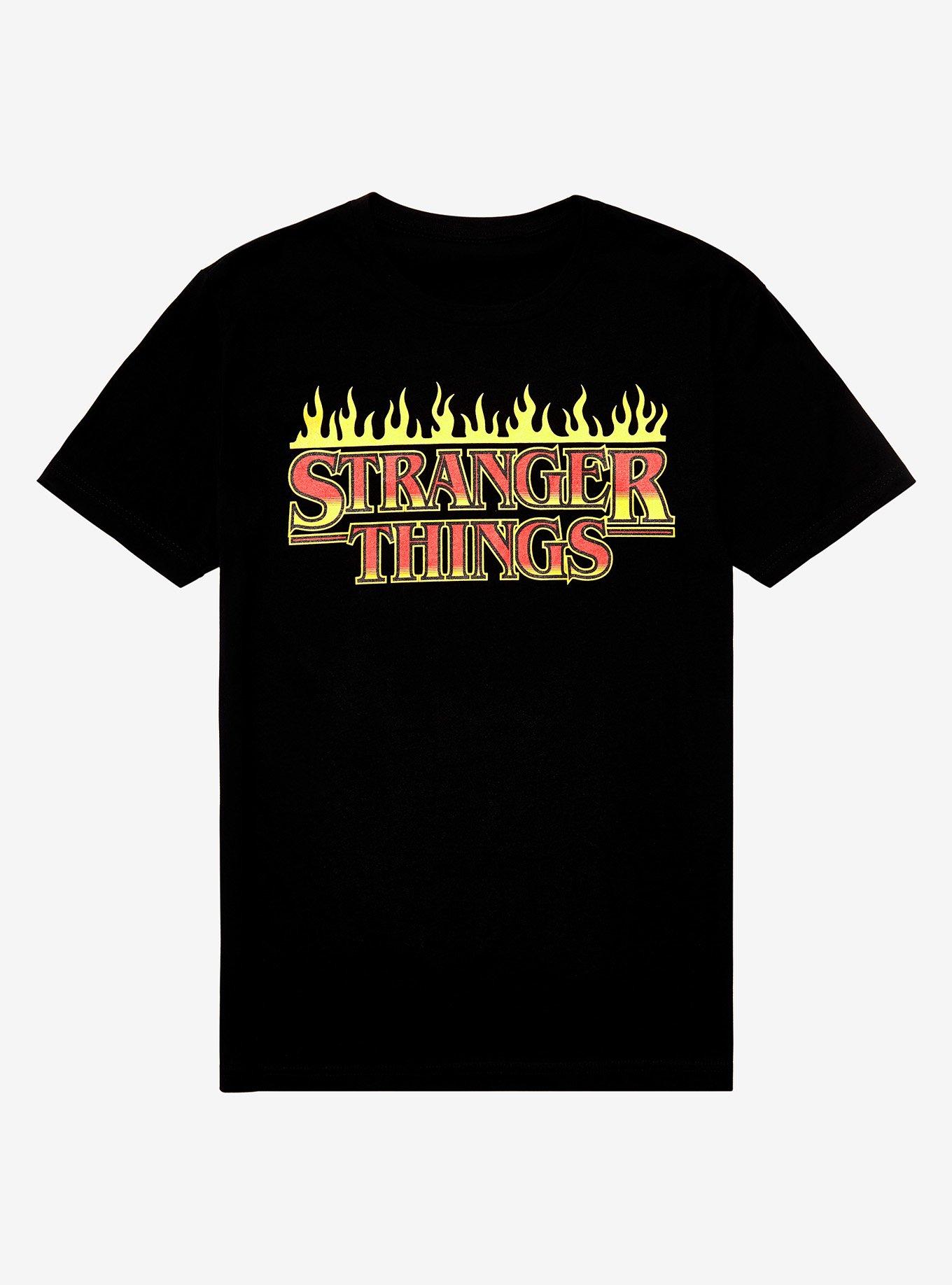 Stranger Things Flaming Logo T-Shirt, BLACK, hi-res