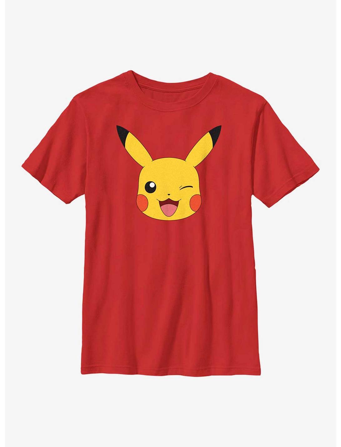 Pokémon Pikachu Big Face Youth T-Shirt, RED, hi-res