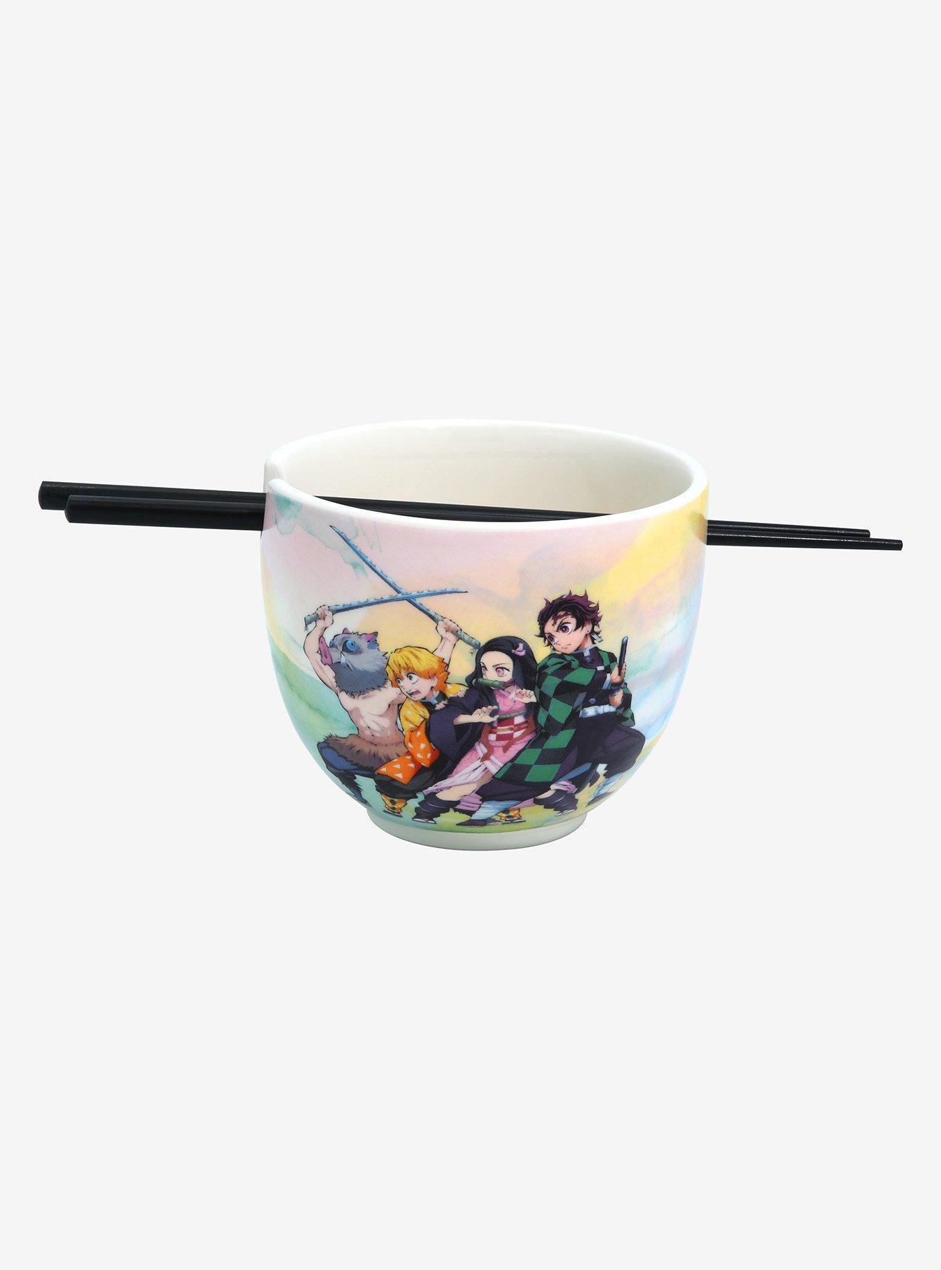 Demon Slayer: Kimetsu no Yaiba Group Portrait Watercolor Ramen Bowl with Chopsticks, , hi-res