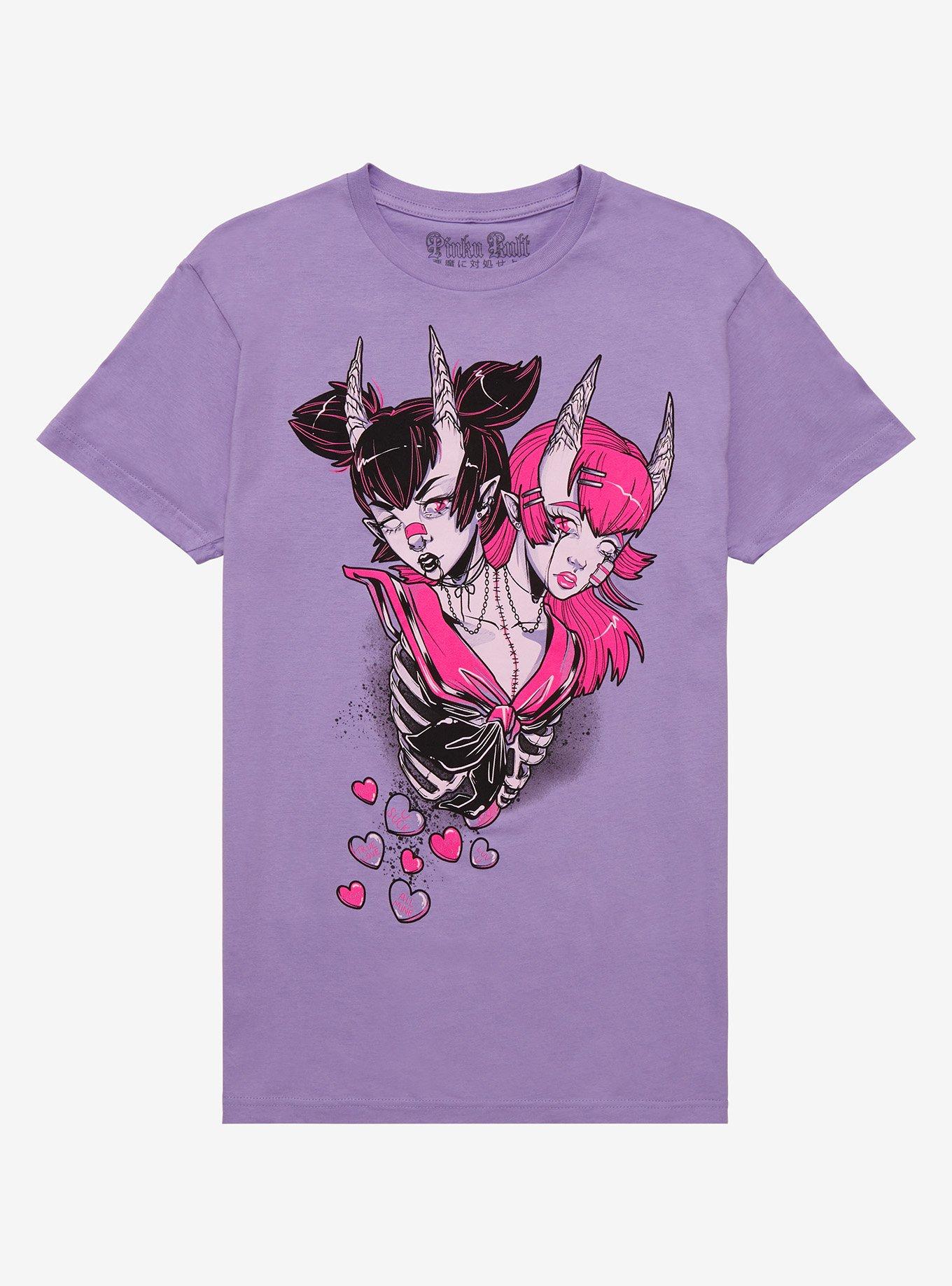 Zombie Demon Girl Heads Boyfriend Fit Girls T-Shirt By Pinku Kult, MULTI, hi-res