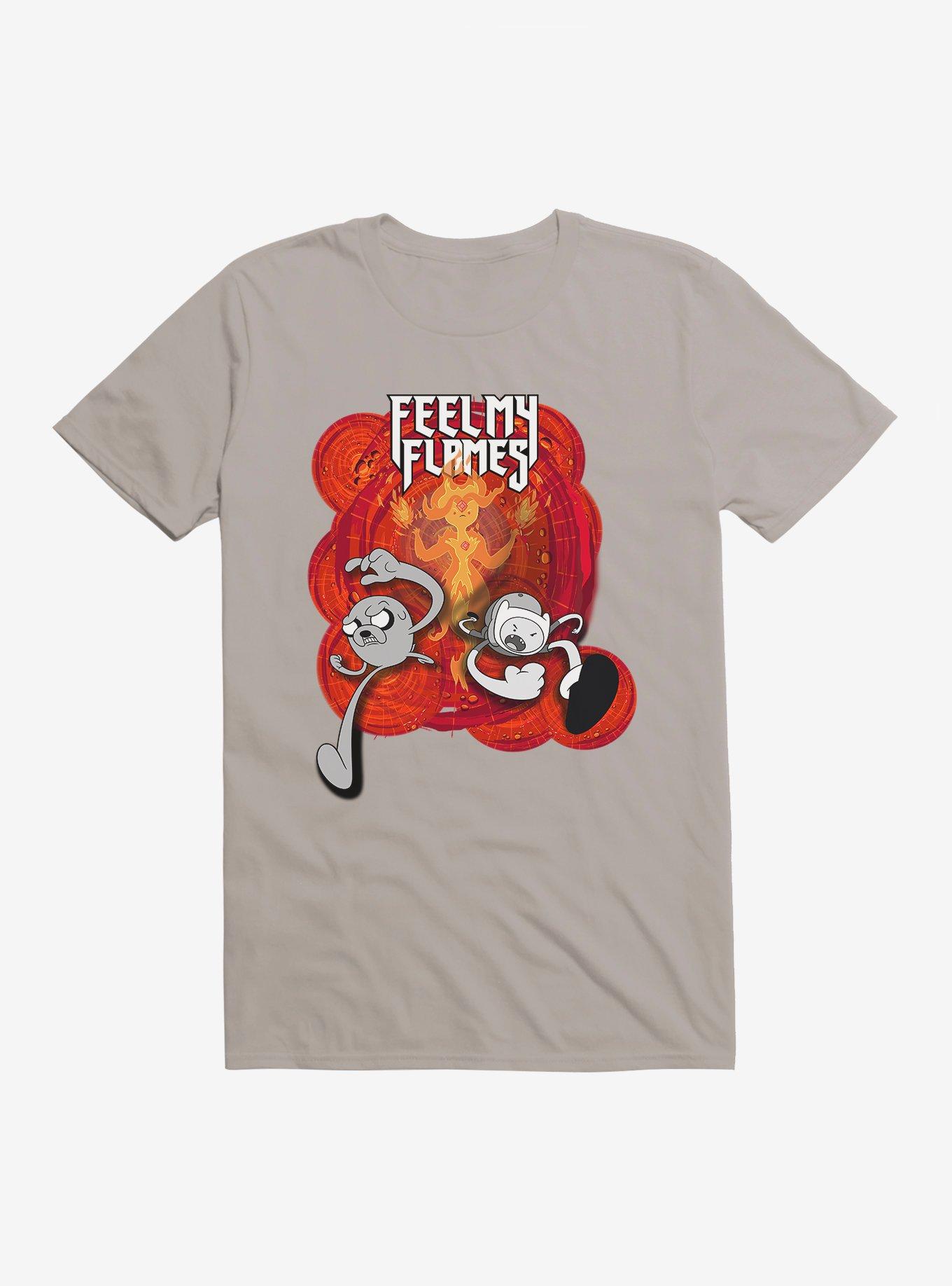 Adventure Time Feel My Flames T-Shirt , LIGHT GREY, hi-res