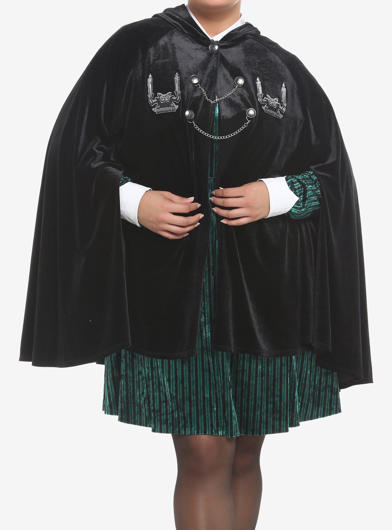 Her Universe Disney The Haunted Mansion Gargoyle Velvet Hooded Cape Plus Size, DEEP BLACK, hi-res