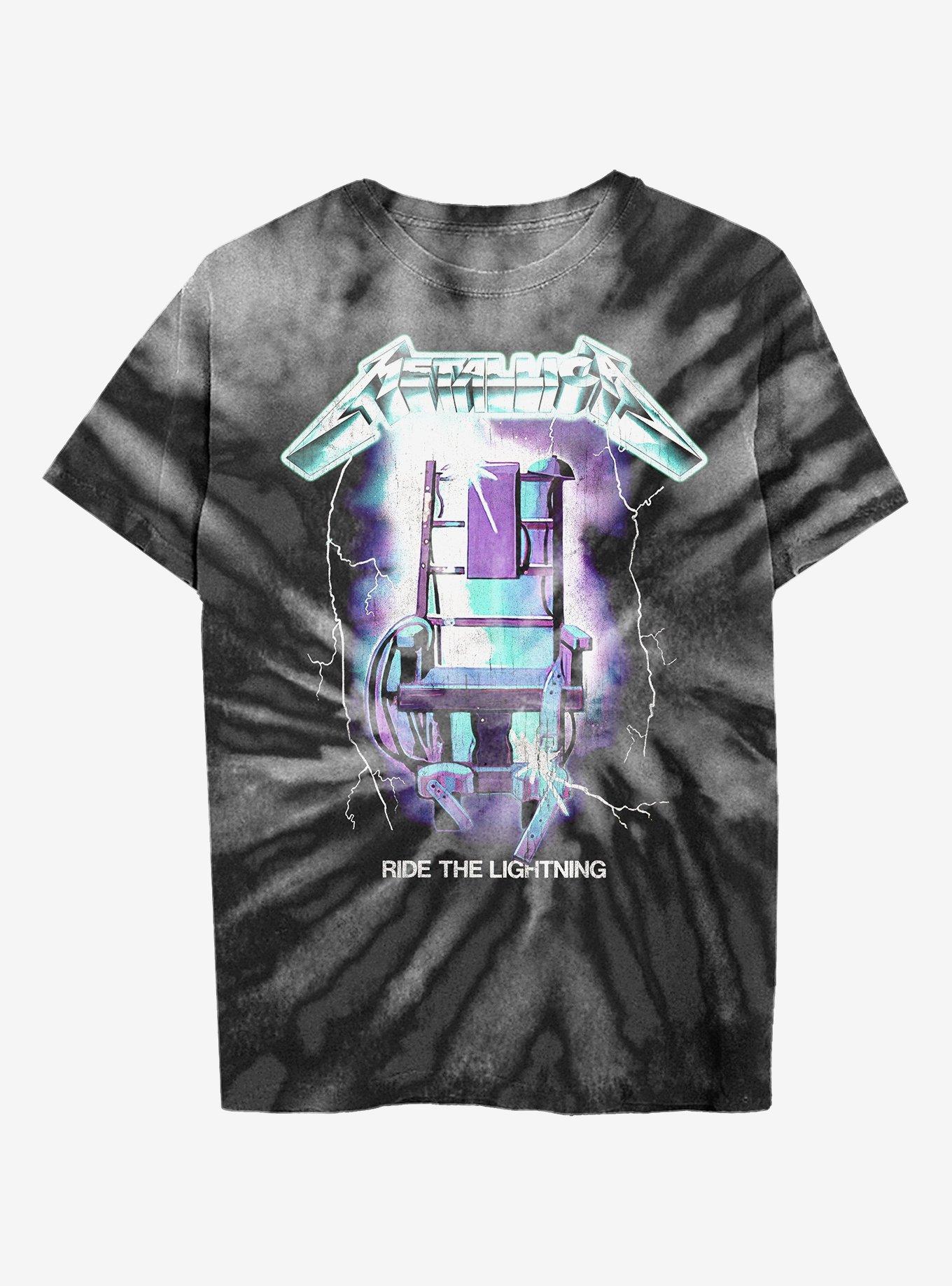 Metallica Ride The Lightning Tie-Dye Boyfriend Fit Girls T-Shirt, MULTI, hi-res