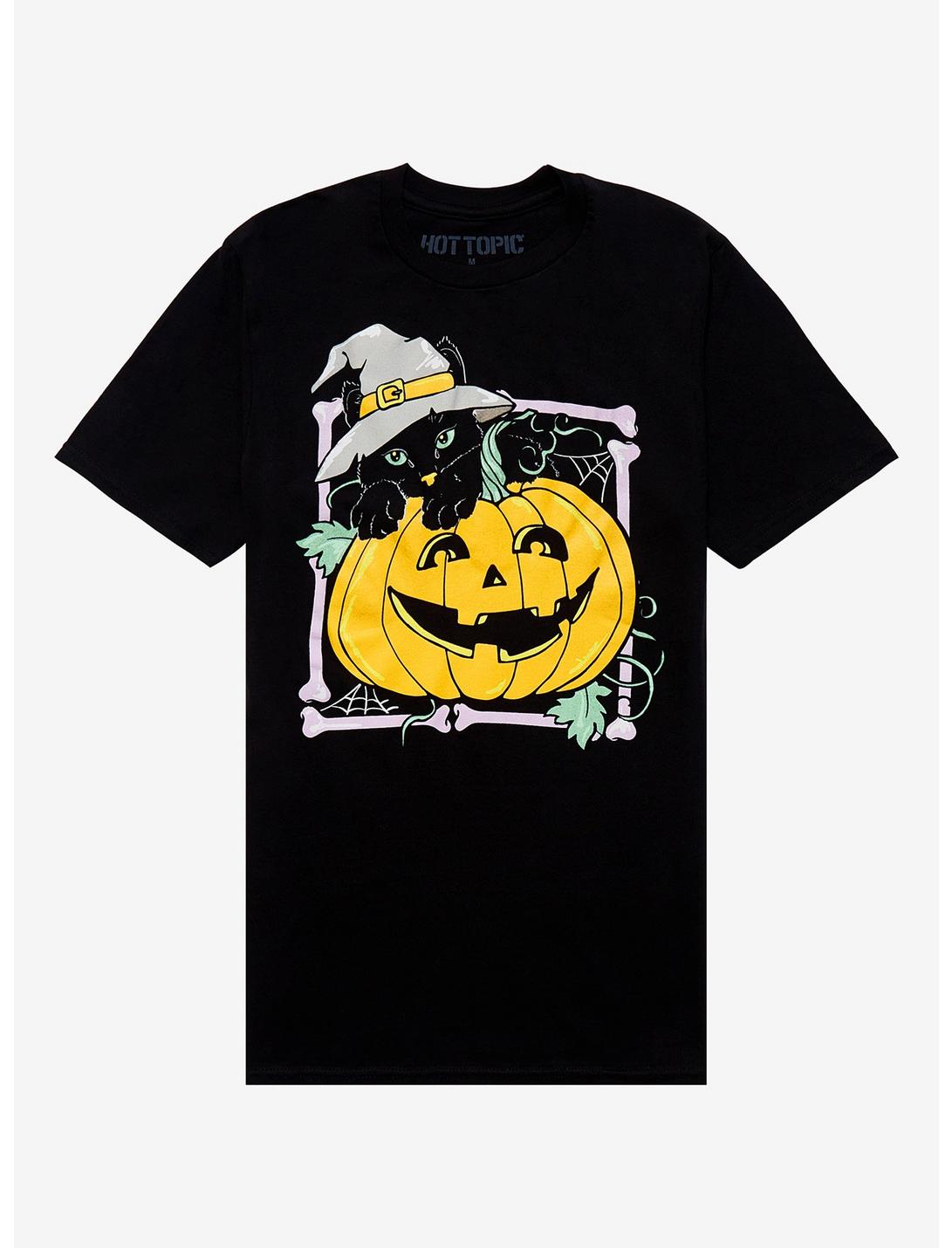 Black Cat Pumpkin Boyfriend Fit Girls T-Shirt, MULTI, hi-res
