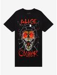 Alice Cooper Spider Web Skull Boyfriend Fit Girls T-Shirt, BLACK, hi-res