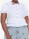 Hello Kitty Lace Woven Button-Up Top, BRIGHT WHITE, hi-res