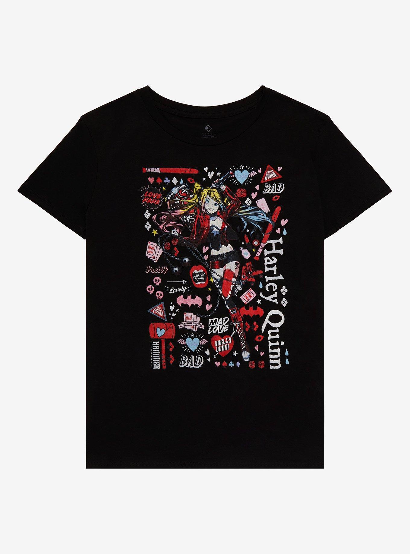 DC Comics Harley Quinn Illustration Icons Boyfriend Fit Girls T-Shirt ...