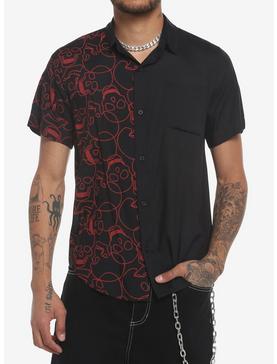 Red Skull Split Woven Button-Up, , hi-res