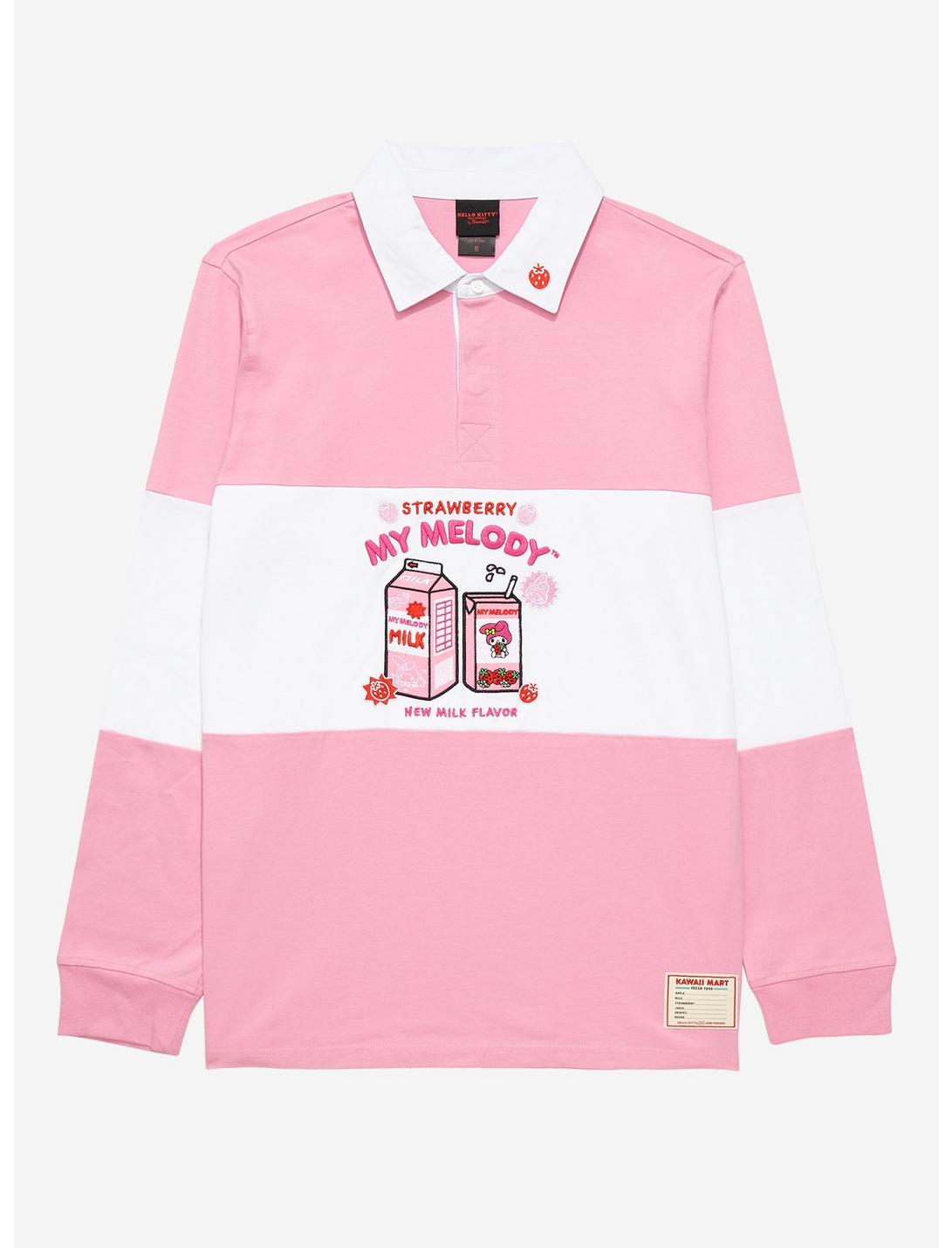 Sanrio My Melody Strawberry Milk Embroidered Rugby Shirt - BoxLunch Exclusive, MULTI, hi-res