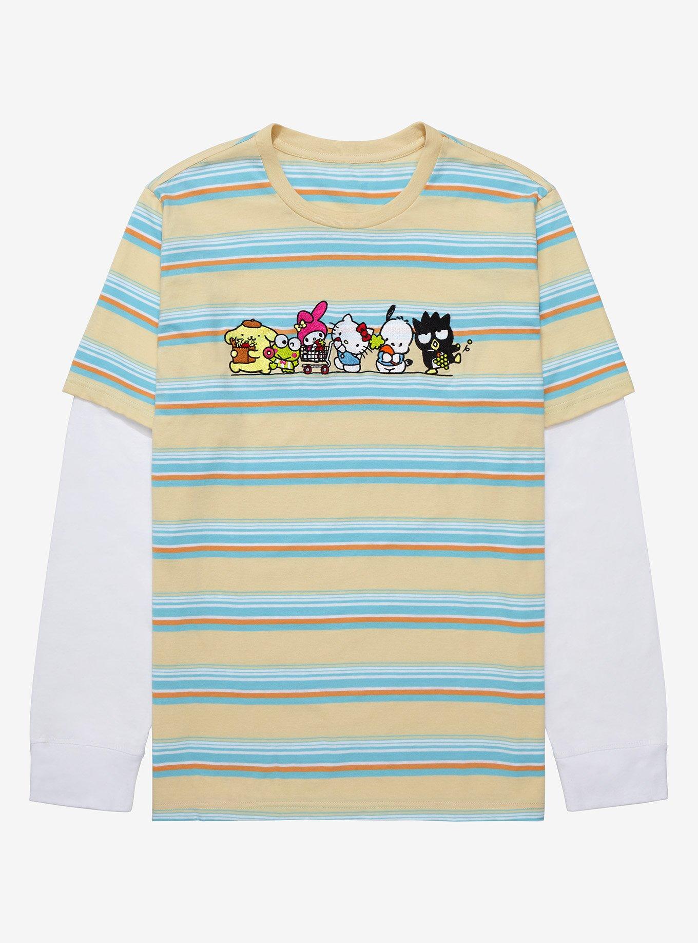 Sanrio Kawaii Mart Group Portrait Striped Layered Long Sleeve T-Shirt - BoxLunch Exclusive, MULTI, hi-res