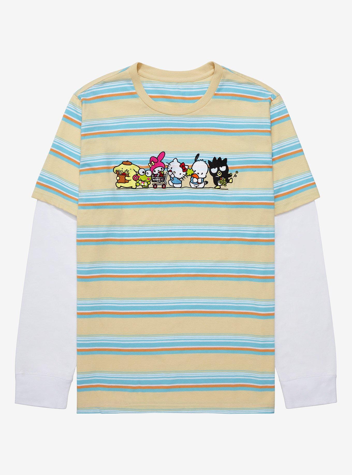 Sanrio Kawaii Mart Group Portrait Striped Layered Long Sleeve T-Shirt - BoxLunch Exclusive, , hi-res
