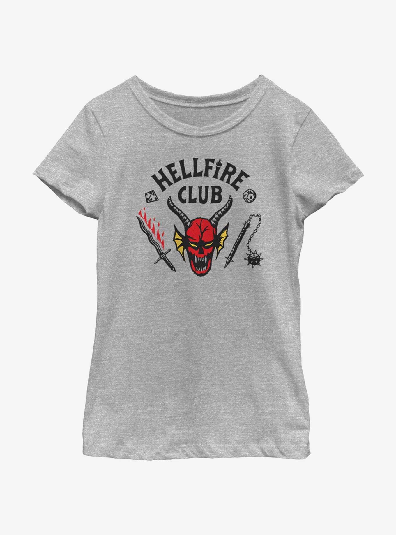 Stranger Things Hellfire Club Youth Girls T-Shirt, ATH HTR, hi-res