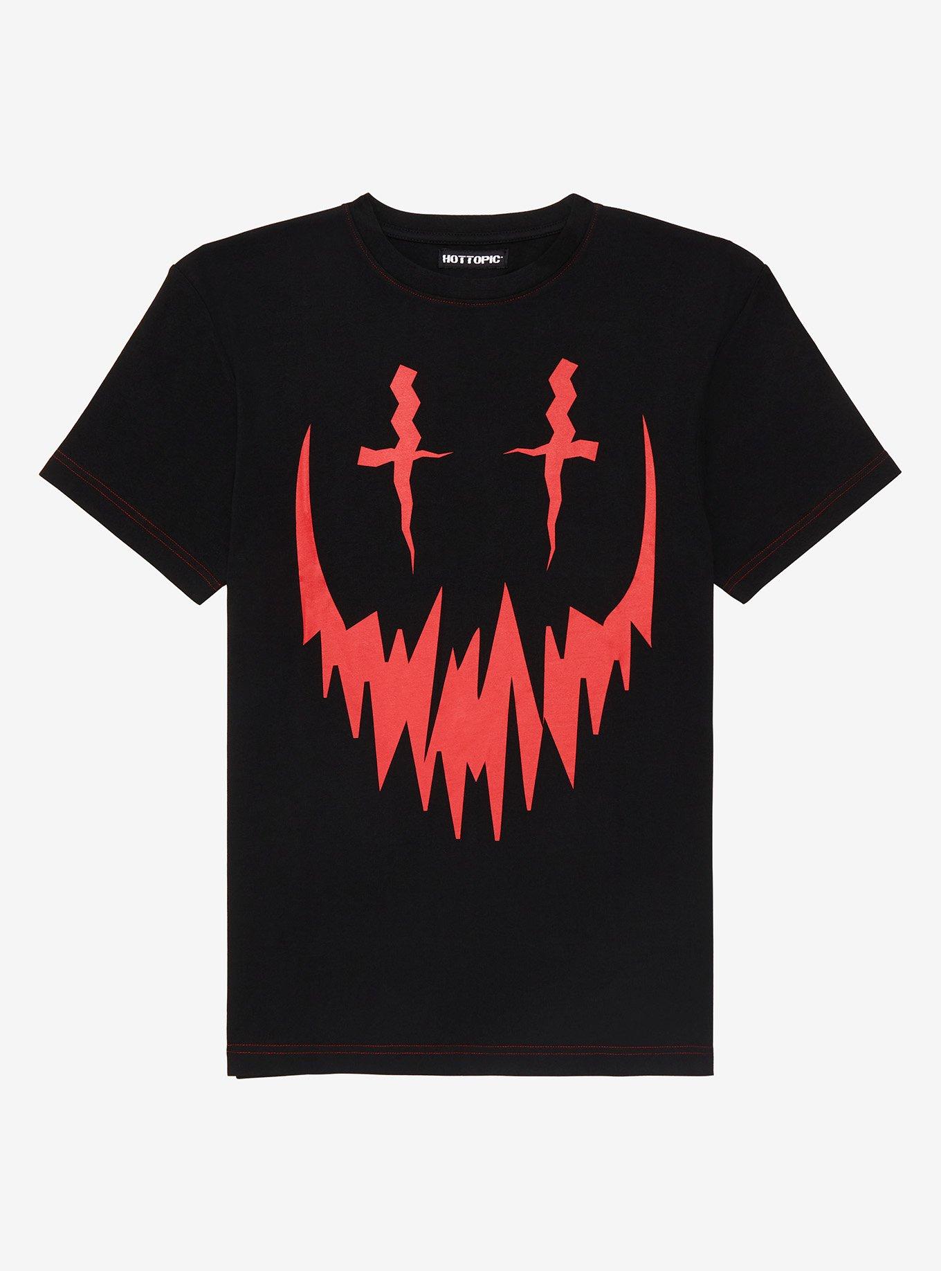 Dark Red Smile T-Shirt, BLACK  RED, hi-res