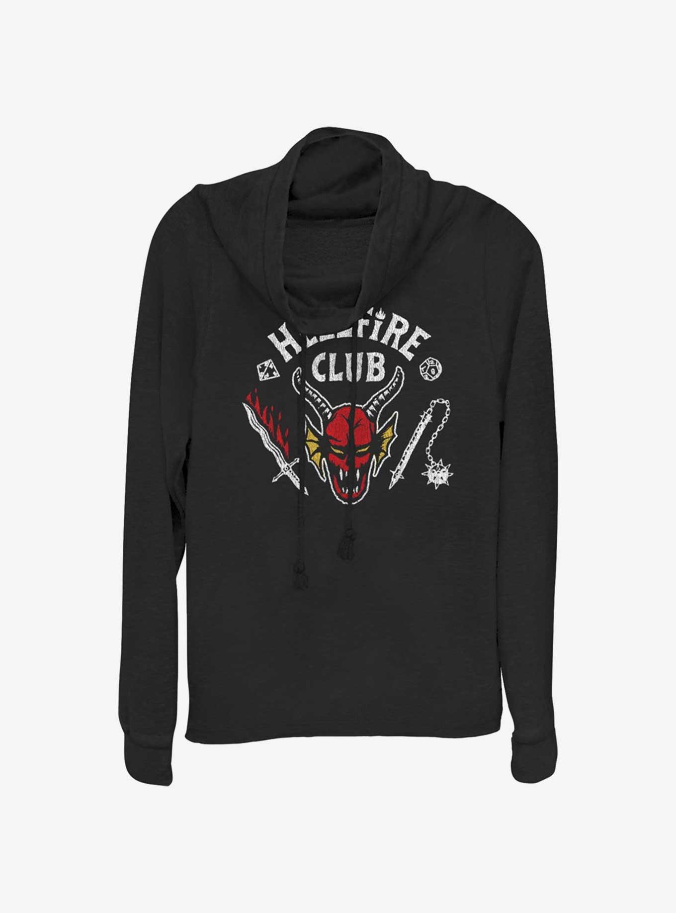 Stranger Things Hellfire Club Logo Cowl Neck Long-Sleeve Top