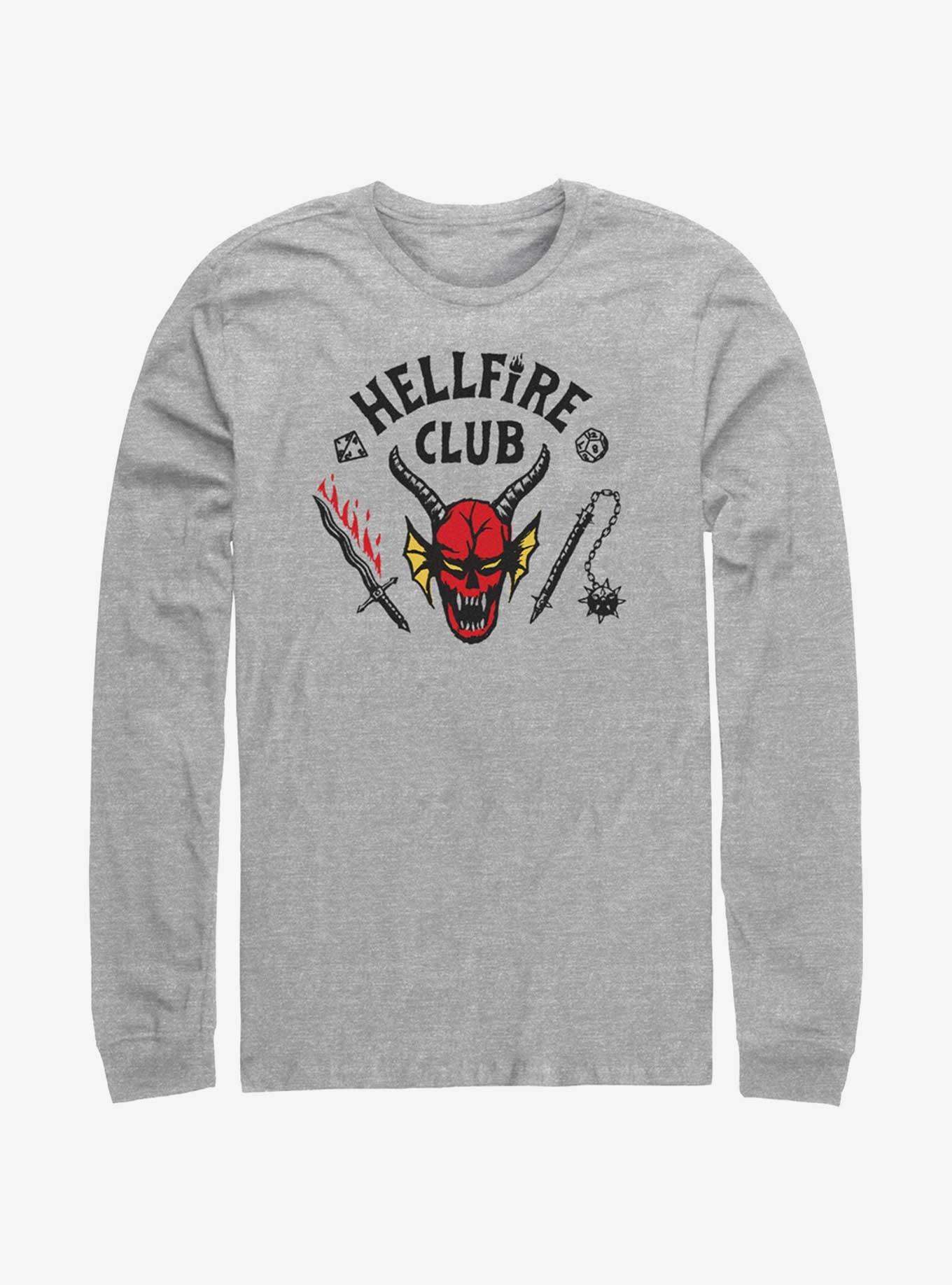 Stranger Things Hellfire Club Logo Long-Sleeve T-Shirt, ATH HTR, hi-res