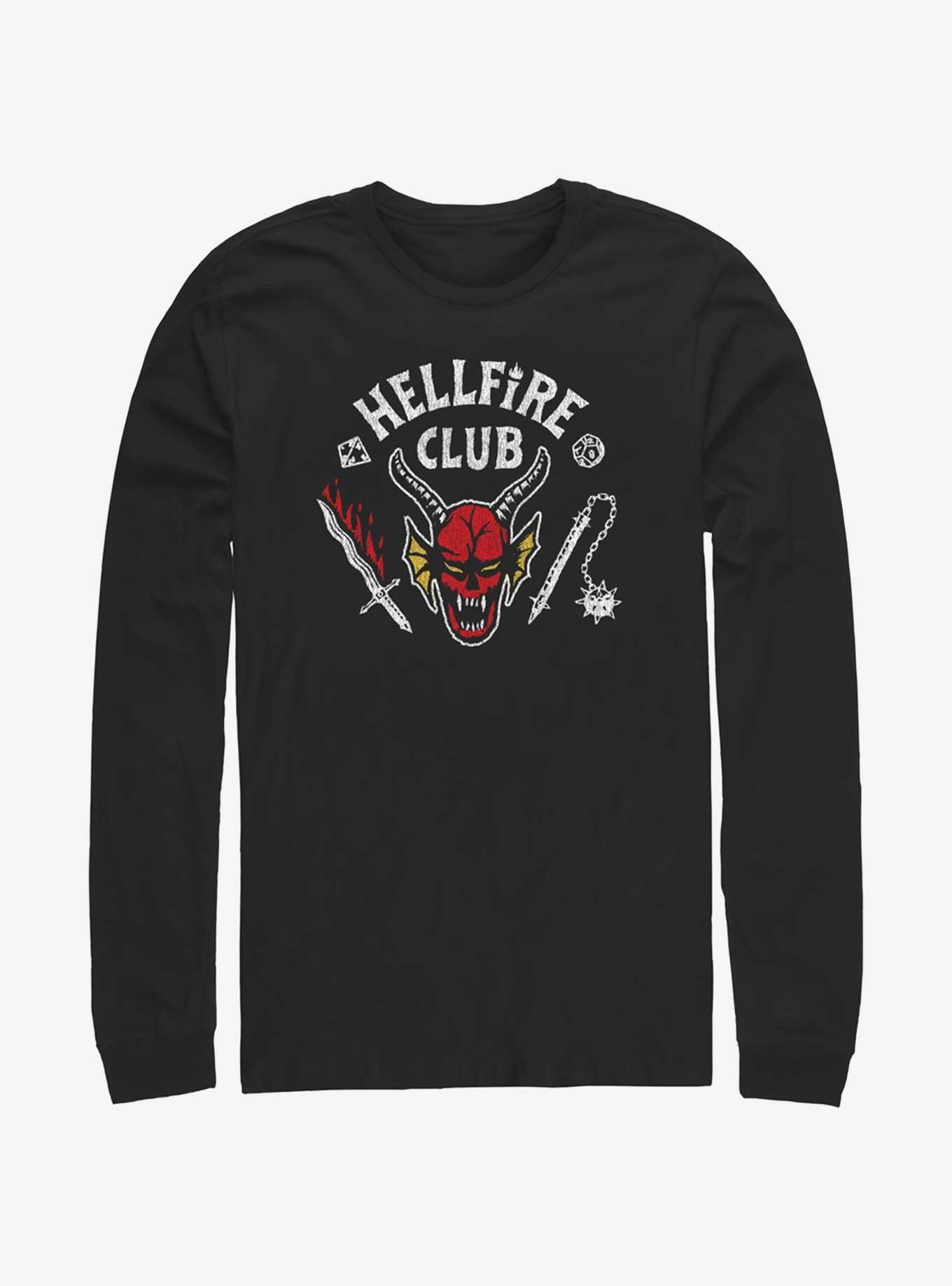 Stranger Things Hellfire Club Logo Long-Sleeve T-Shirt, BLACK, hi-res