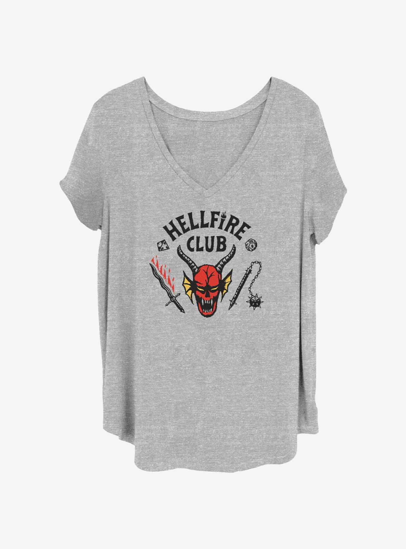 Stranger Things Hellfire Club Logo Girls T-Shirt Plus Size, HEATHER GR, hi-res