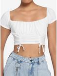 White Double Ruched Girls Crop Top, MULTI, hi-res