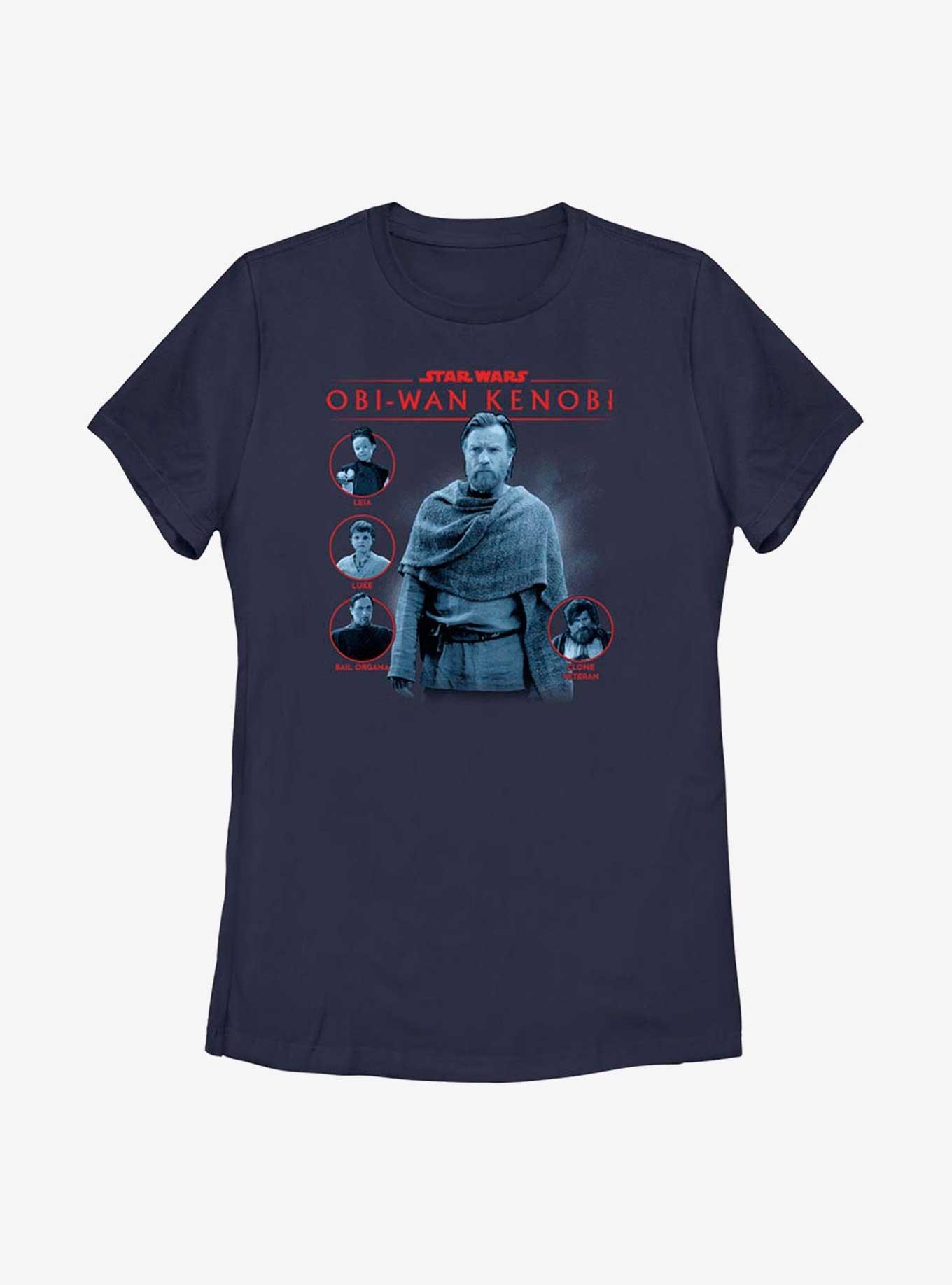 Star Wars Obi-Wan Kenobi Character Circles Womens T-Shirt, NAVY, hi-res