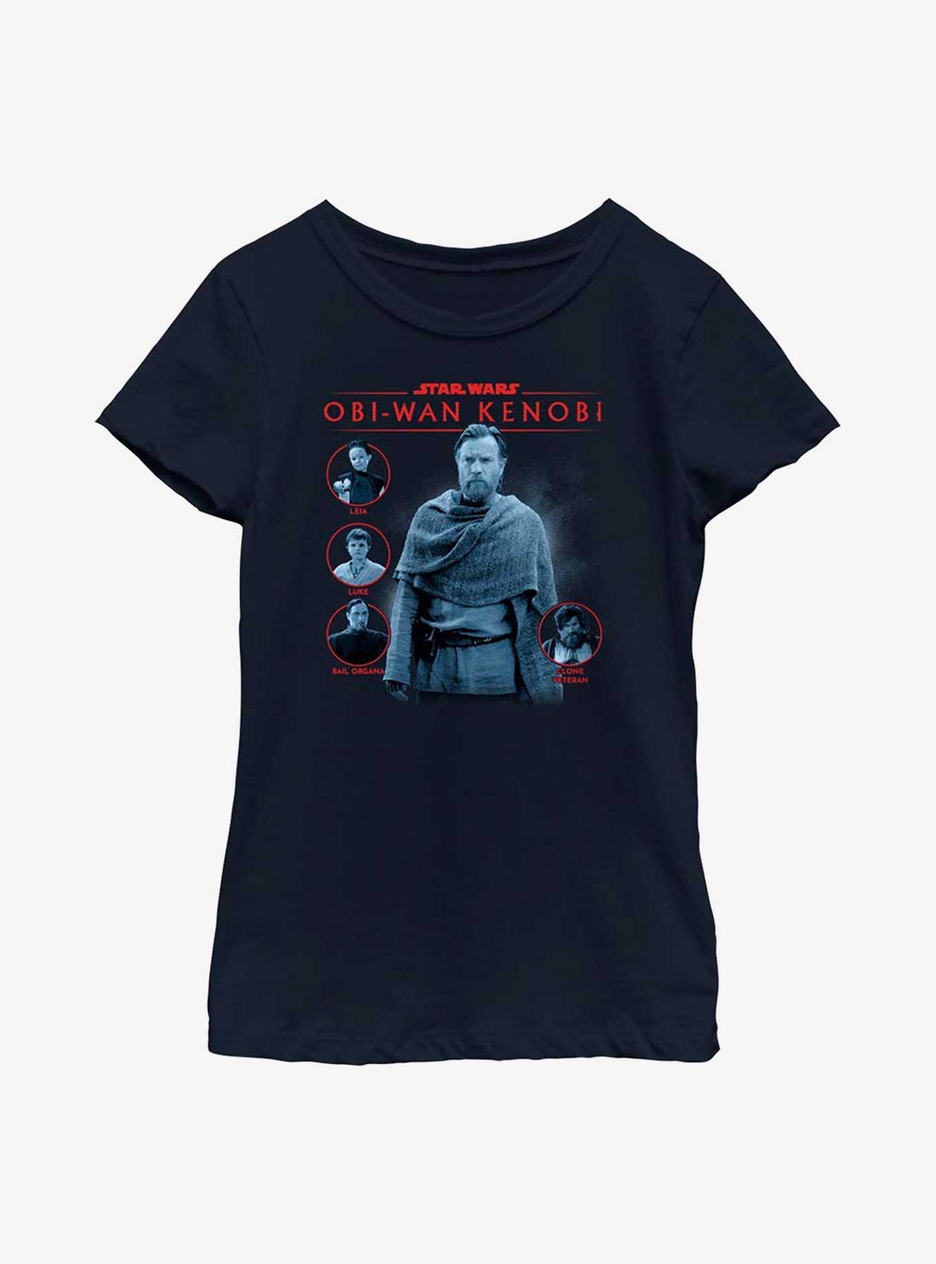 Star Wars Obi-Wan Kenobi Character Circles Youth Girls T-Shirt, NAVY, hi-res