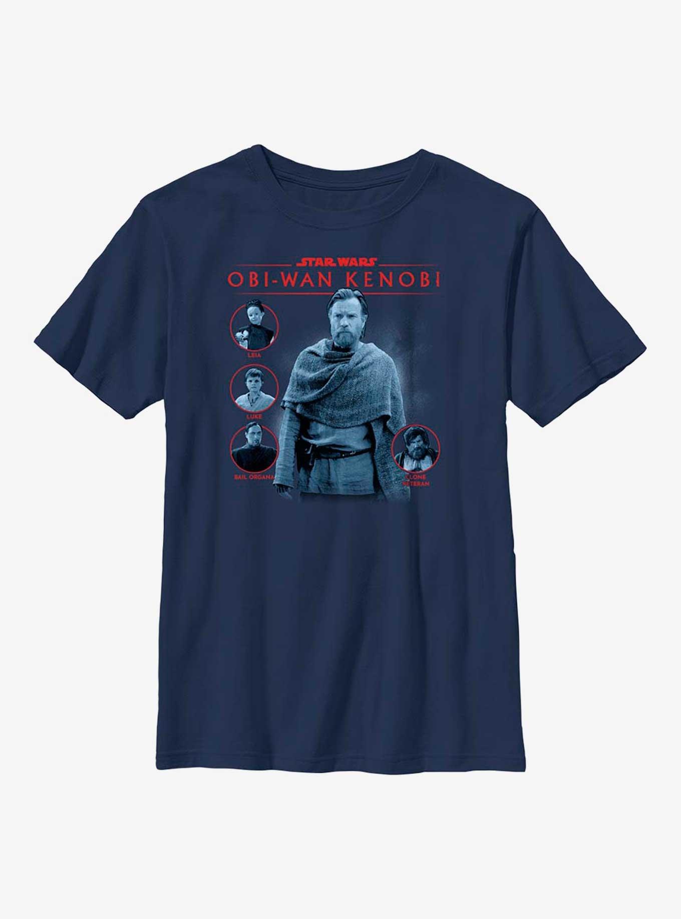 Star Wars Obi-Wan Kenobi Character Circles Youth T-Shirt, NAVY, hi-res